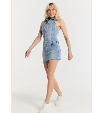 Lois Jeans Kort bustier-kjole med knapper og ben ryg i bl