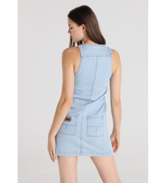Lois Jeans Krótka sukienka bez rękawów z zapięciem na suwak i bocznymi kieszeniami w kolorze niebieskim