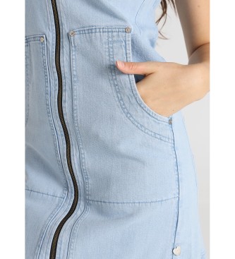 Lois Jeans Krótka sukienka bez rękawów z zapięciem na suwak i bocznymi kieszeniami w kolorze niebieskim