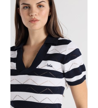 Lois Jeans Krótka sukienka Dzianinowa sukienka w białe paski z nadrukiem