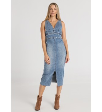 Lois Jeans Kjole med krydsede stropper og bl nitter