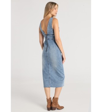 Lois Jeans Kjole med krydsede stropper og bl nitter