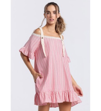 Lois Jeans Vestido curto s riscas cor-de-rosa