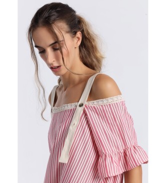 Lois Jeans Short pink striped dress