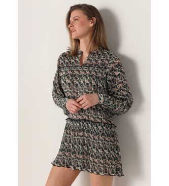 Lois Jeans Korte jurk Geplooide stof Veelkleurige camouflageprint