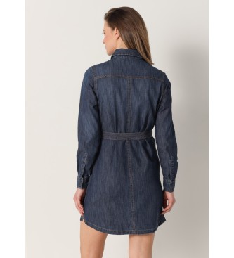Lois Jeans Short denim dress with navy belt