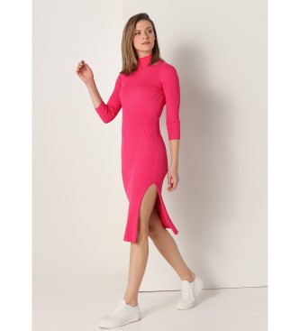 Lois Jeans Roze gebreide midi-jurk