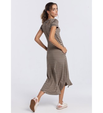 Lois Jeans Long brown striped dress