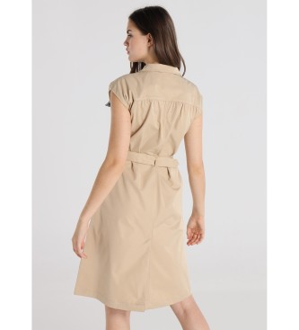 Lois Jeans Vestido midi Manga corta corte trench marrón