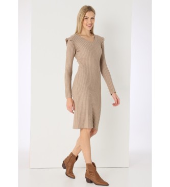 Lois Jeans Robe midi en maille cble marron