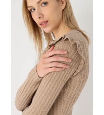 Lois Jeans Robe midi en maille cble marron