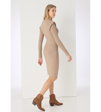 Lois Jeans Robe midi en maille cble marron