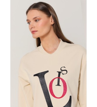Lois Jeans Sweaterjurk met zijopening beige