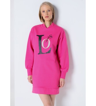 Lois Jeans Sweatshirtkjole med bning i siden pink