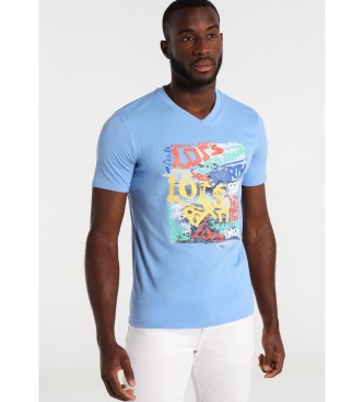 Lois Jeans T-shirt con scollo a V grafica blu