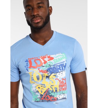 Lois Jeans Blue graphic graphic Peak Collar T-shirt