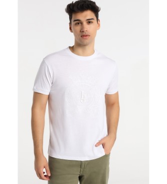 Lois Jeans T-Shirt brod en coton liquide blanc