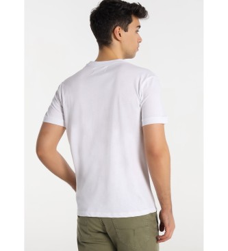 Lois Jeans T-Shirt brod en coton liquide blanc