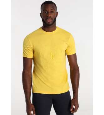 Lois Jeans T-shirt in cotone liquido ricamata gialla