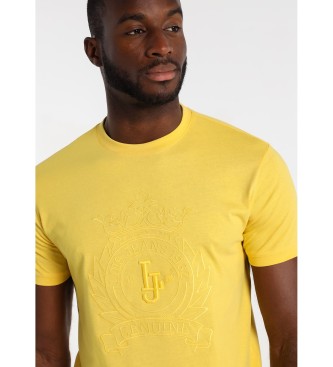 Lois Jeans T-shirt in cotone liquido ricamata gialla