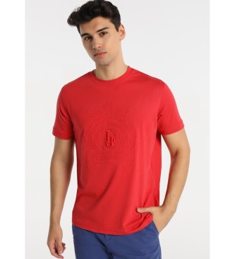 Lois Jeans T-Shirt brod en coton liquide rouge