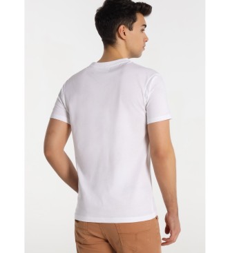 Lois Jeans T-shirt Short Sleeve V-neck Logo white