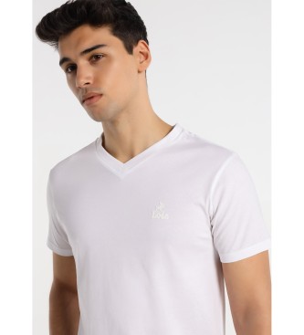 Lois Jeans T-Shirt Short Sleeve V-neck Logotipo branco