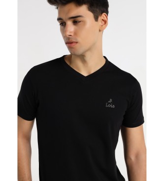 Lois T-Shirt col en V à manches courtes Logo noir