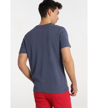 Lois Jeans Kurzarm-T-Shirt mit spitzem Kragen Mixed Blue