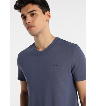Lois Jeans Kurzarm-T-Shirt mit spitzem Kragen Mixed Blue