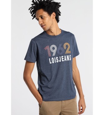 Lois Jeans T-shirt a maniche corte con grafica blu vintage del 1962