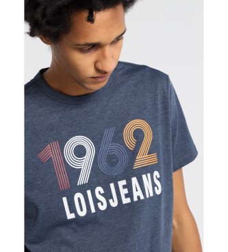 Lois Jeans T-shirt a maniche corte con grafica blu vintage del 1962