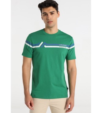 Lois Jeans T-Shirt  manches courtes rayures graphiques vertes