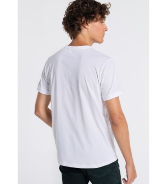 Lois T-shirt bianca a maniche corte con grafica sul petto di alimentazione autunnale