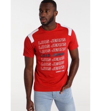 Lois Jeans T-shirt Peas de manga curta Ombro vermelho