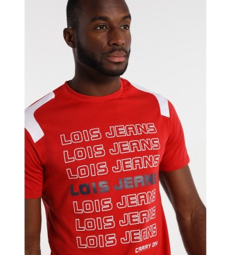 Lois Jeans T-shirt Short Sleeve Pieces Shoulder red