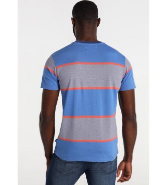 Lois Jeans Short Sleeve Woven Stripe T-Shirt blue