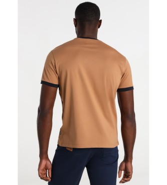 Lois Jeans T-Shirt Short Sleeve Rib Contraste Logotipo castanho