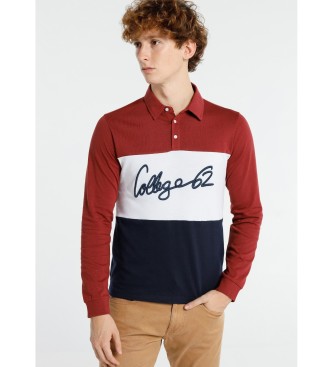 Lois Jeans Langrmeliges besticktes Polo College 61 rot, wei, marineblau