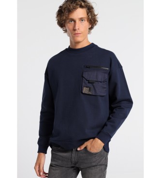 Lois Jeans Sweatshirt Big Pocket Zipper Marinha