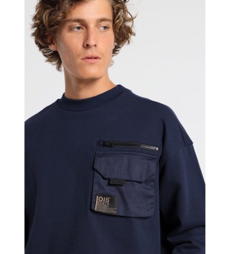 Lois Jeans Sweatshirt Big Pocket Zipper Marinha