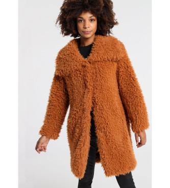 Lois  Brown Fur Effect Coat
