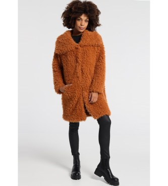 Lois  Brown Fur Effect Coat