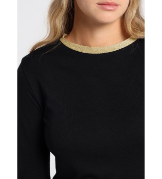 Lois Lurex Logo Collar T-shirt black