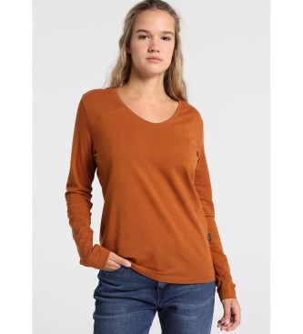 Lois Jeans Piek kraag T-shirt oranje