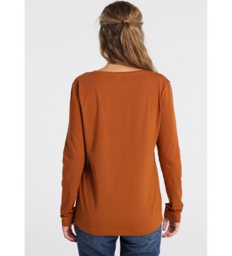 Lois Jeans T-shirt arancione con scollo a V