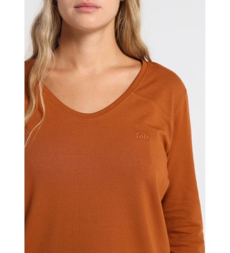 Lois Jeans Camiseta Cuello Pico naranja
