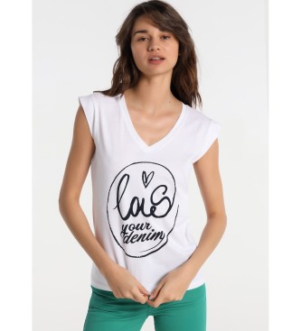 Lois Jeans T-shirt de colarinho de picos branca