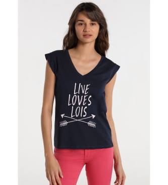 Lois T-shirt Lois Jeans - Marinha sem mangas Peak Neck Sleeveless