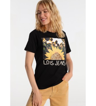 Lois Camiseta Lois Jeans - Detalle Pailletes negro